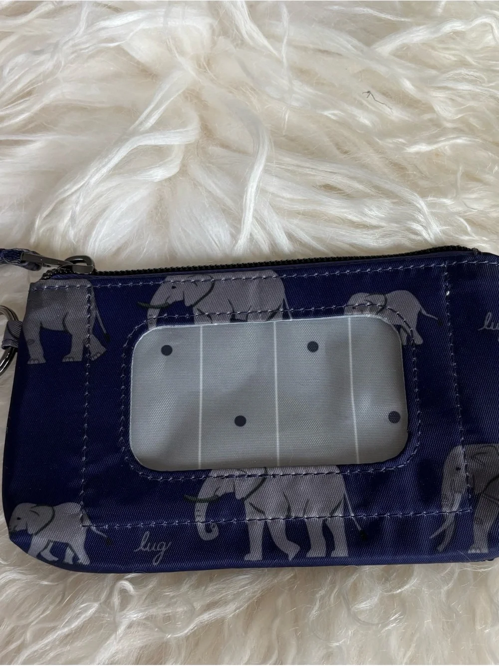 lug Quilted Navy Wristlet with Elephant Print